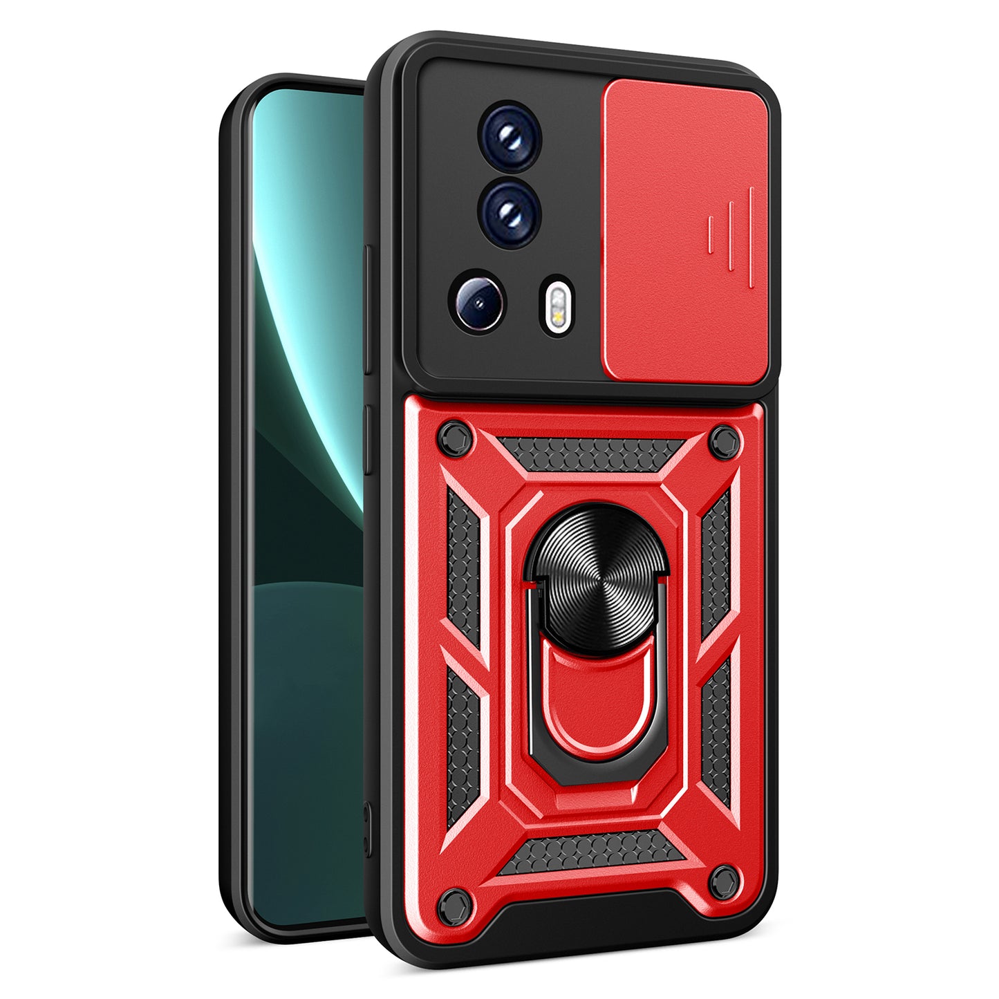 For Xiaomi 13 Lite / Civi 2 5G Kickstand PC+TPU Phone Case Slide Camera Lens Protection Phone Cover
