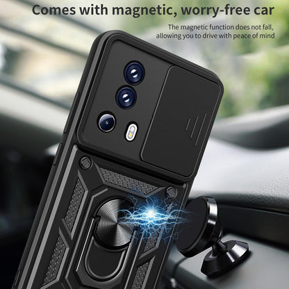 For Xiaomi 13 Lite / Civi 2 5G Kickstand PC+TPU Phone Case Slide Camera Lens Protection Phone Cover