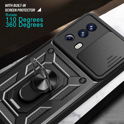 For Xiaomi 13 Lite / Civi 2 5G Kickstand PC+TPU Phone Case Slide Camera Lens Protection Phone Cover