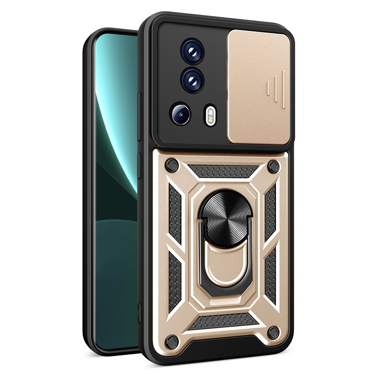 For Xiaomi 13 Lite / Civi 2 5G Kickstand PC+TPU Phone Case Slide Camera Lens Protection Phone Cover