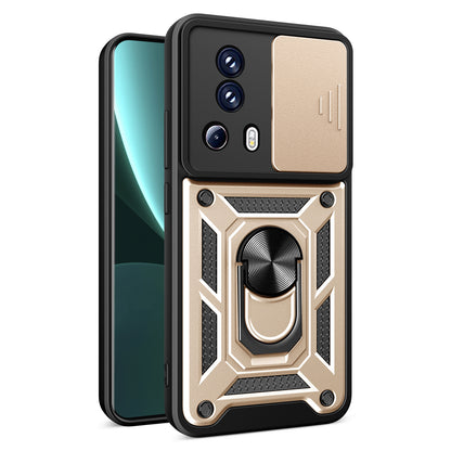 For Xiaomi 13 Lite / Civi 2 5G Kickstand PC+TPU Phone Case Slide Camera Lens Protection Phone Cover