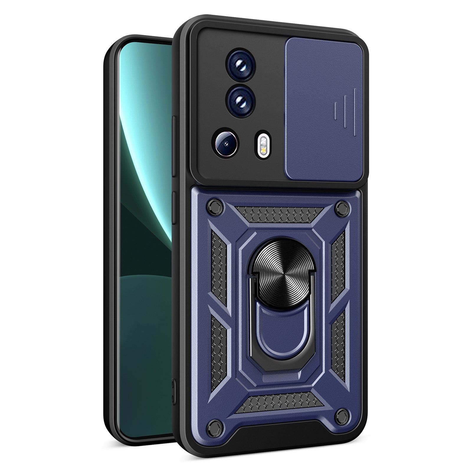 For Xiaomi 13 Lite / Civi 2 5G Kickstand PC+TPU Phone Case Slide Camera Lens Protection Phone Cover