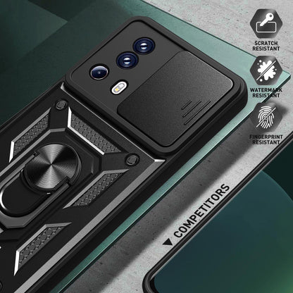 For Xiaomi 13 Lite / Civi 2 5G Kickstand PC+TPU Phone Case Slide Camera Lens Protection Phone Cover