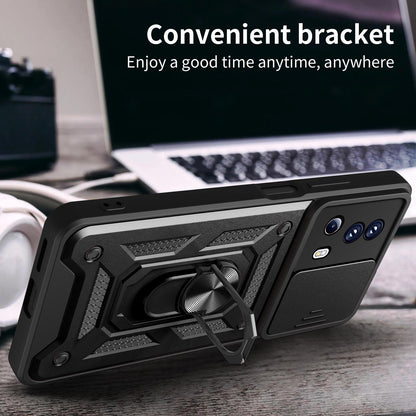 For Xiaomi 13 Lite / Civi 2 5G Kickstand PC+TPU Phone Case Slide Camera Lens Protection Phone Cover
