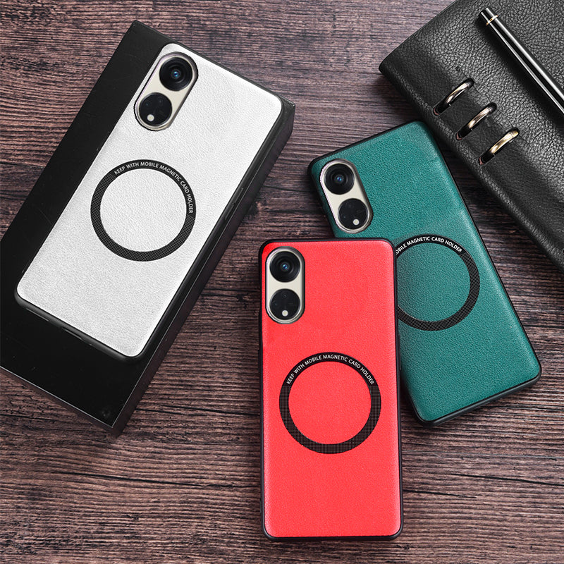 For Oppo Reno8 T 5G / A1 Pro 5G Magnetic Case Compatible with MagSafe PU Leather PC TPU Phone Cover