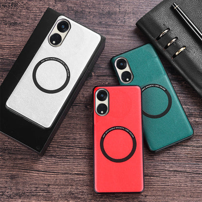 For Oppo Reno8 T 5G / A1 Pro 5G Magnetic Case Compatible with MagSafe PU Leather PC TPU Phone Cover