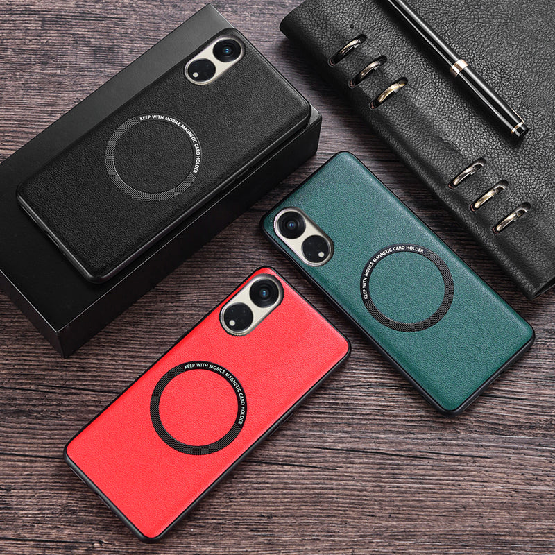 For Oppo Reno8 T 5G / A1 Pro 5G Magnetic Case Compatible with MagSafe PU Leather PC TPU Phone Cover