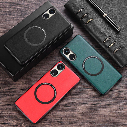 For Oppo Reno8 T 5G / A1 Pro 5G Magnetic Case Compatible with MagSafe PU Leather PC TPU Phone Cover