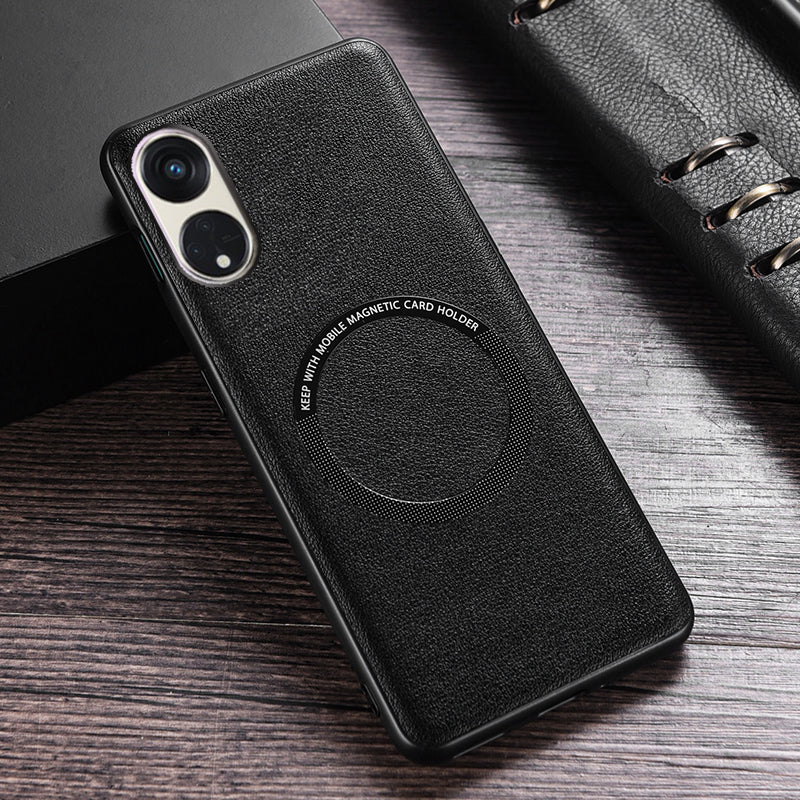 For Oppo Reno8 T 5G / A1 Pro 5G Magnetic Case Compatible with MagSafe PU Leather PC TPU Phone Cover