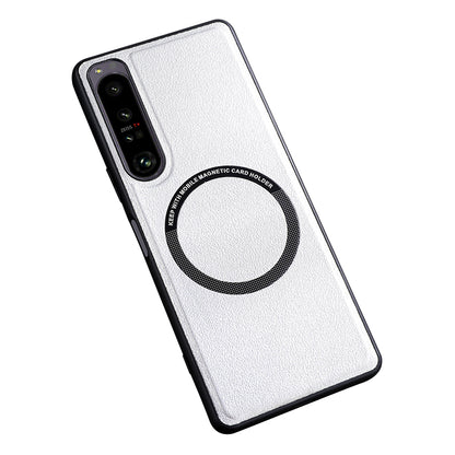 For Sony Xperia 1 V Magnetic Slim Case PU Leather PC TPU Phone Cover Compatible with MagSafe
