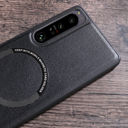 For Sony Xperia 1 V Magnetic Slim Case PU Leather PC TPU Phone Cover Compatible with MagSafe