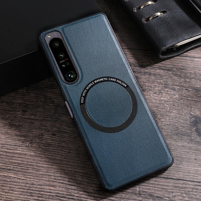For Sony Xperia 1 V Magnetic Slim Case PU Leather PC TPU Phone Cover Compatible with MagSafe