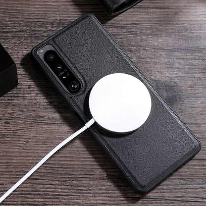 For Sony Xperia 1 V Magnetic Slim Case PU Leather PC TPU Phone Cover Compatible with MagSafe