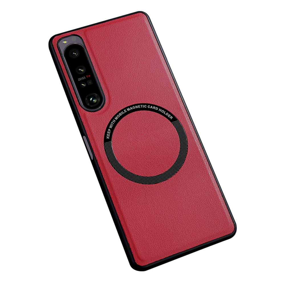 For Sony Xperia 1 V Magnetic Slim Case PU Leather PC TPU Phone Cover Compatible with MagSafe