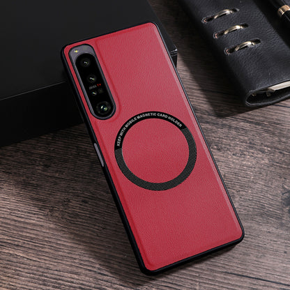 For Sony Xperia 1 V Magnetic Slim Case PU Leather PC TPU Phone Cover Compatible with MagSafe