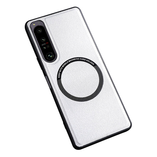 For Sony Xperia 10 V Magnetic Phone Case Leather Coated PC+TPU Cover Compatible with MagSafe
