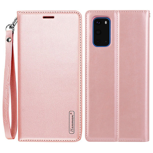 HANMAN Minuo Series for Samsung Galaxy S20 Plus 4G / 5G Leather Phone Wallet Case Protective Stand Cover
