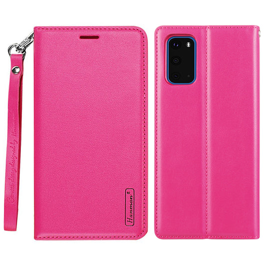 HANMAN Minuo Series Stand Cover for Samsung Galaxy S20 4G / 5G PU Leather Phone Wallet Case