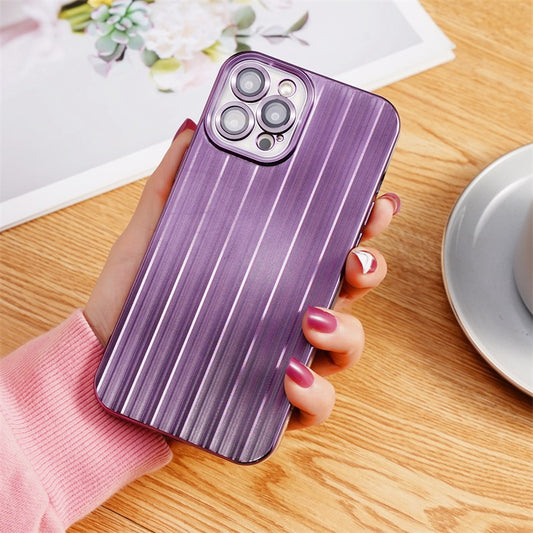 TPU Back Cover for iPhone 13 Pro 6.1 inch with Lens Film Electroplating Streamer Brushed Phone Case