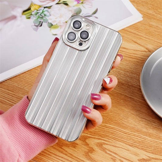 TPU Back Cover for iPhone 13 Pro 6.1 inch with Lens Film Electroplating Streamer Brushed Phone Case