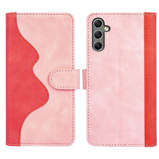 For Samsung Galaxy A24 4G Leather Wallet Shockproof Cover Dual Color Splicing Folding Stand Phone Case