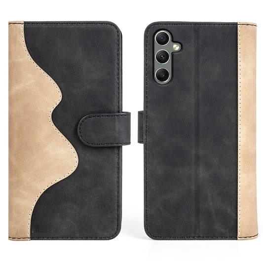 For Samsung Galaxy A24 4G Leather Wallet Shockproof Cover Dual Color Splicing Folding Stand Phone Case