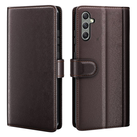 For Samsung Galaxy A24 4G Flip Stand Drop-proof Cover Genuine Cow Leather Phone Wallet Case