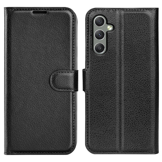 For Samsung Galaxy A24 4G PU Leather Wallet Shell Litchi Texture Phone Case Flip Stand Cover