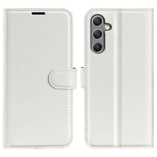 For Samsung Galaxy A24 4G PU Leather Wallet Shell Litchi Texture Phone Case Flip Stand Cover
