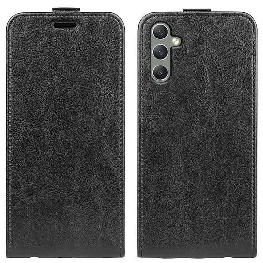 For Samsung Galaxy A24 4G Vertical Flip Card Holder Phone Case Crazy Horse Texture PU Leather Cover