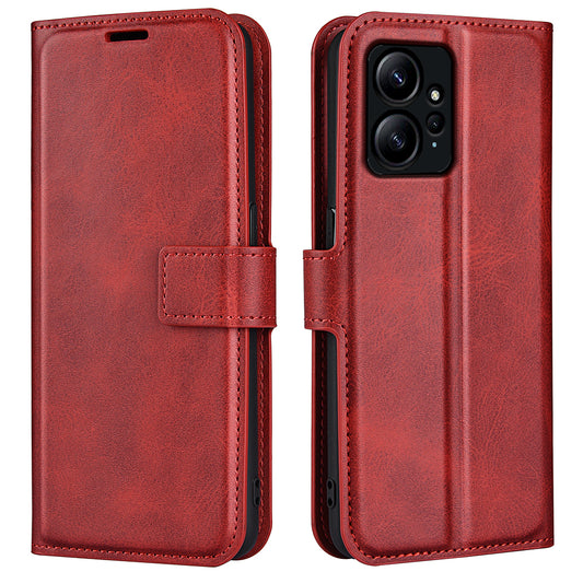 For Xiaomi Redmi Note 12 4G Leather Wallet Protective Shell Calf Texture Square Clasp Stand Phone Case