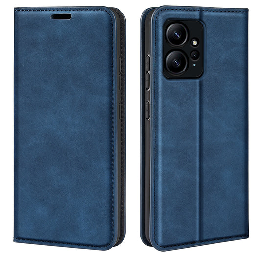 For Xiaomi Redmi Note 12 4G Skin-touch Leather Wallet Phone Case Magnetic Auto Closing Stand Cover