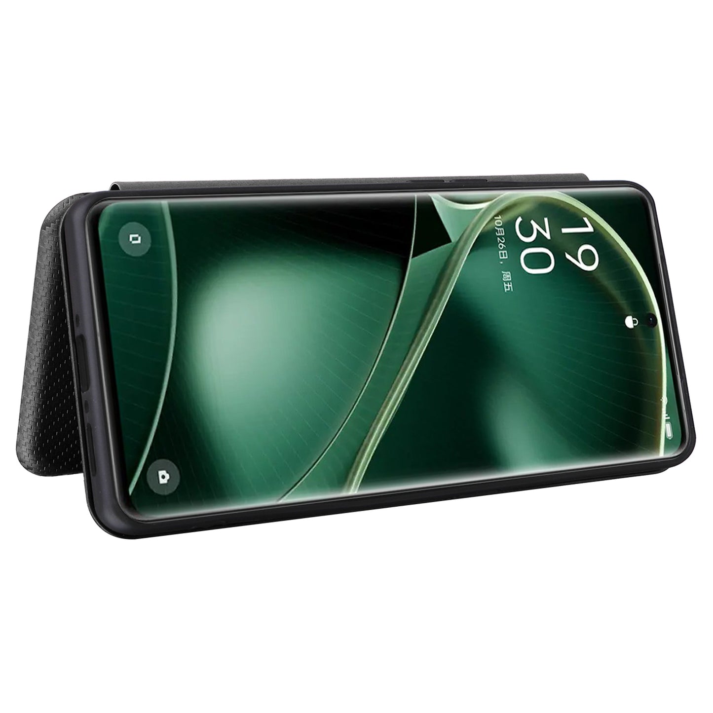 For Oppo Find X6 Pro PU Leather Stand Phone Cover Carbon Fiber Texture Phone Case with Card Slot