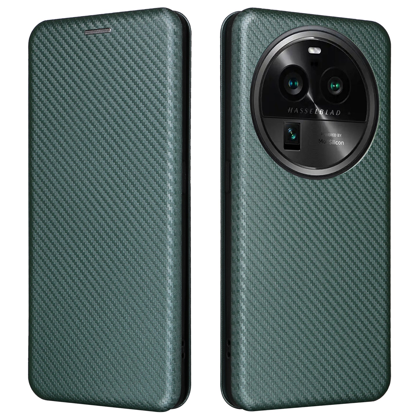 For Oppo Find X6 Pro PU Leather Stand Phone Cover Carbon Fiber Texture Phone Case with Card Slot