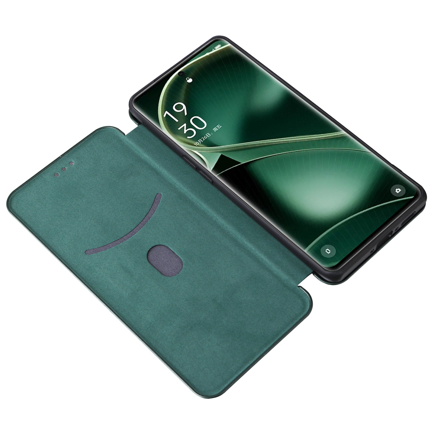 For Oppo Find X6 Pro PU Leather Stand Phone Cover Carbon Fiber Texture Phone Case with Card Slot