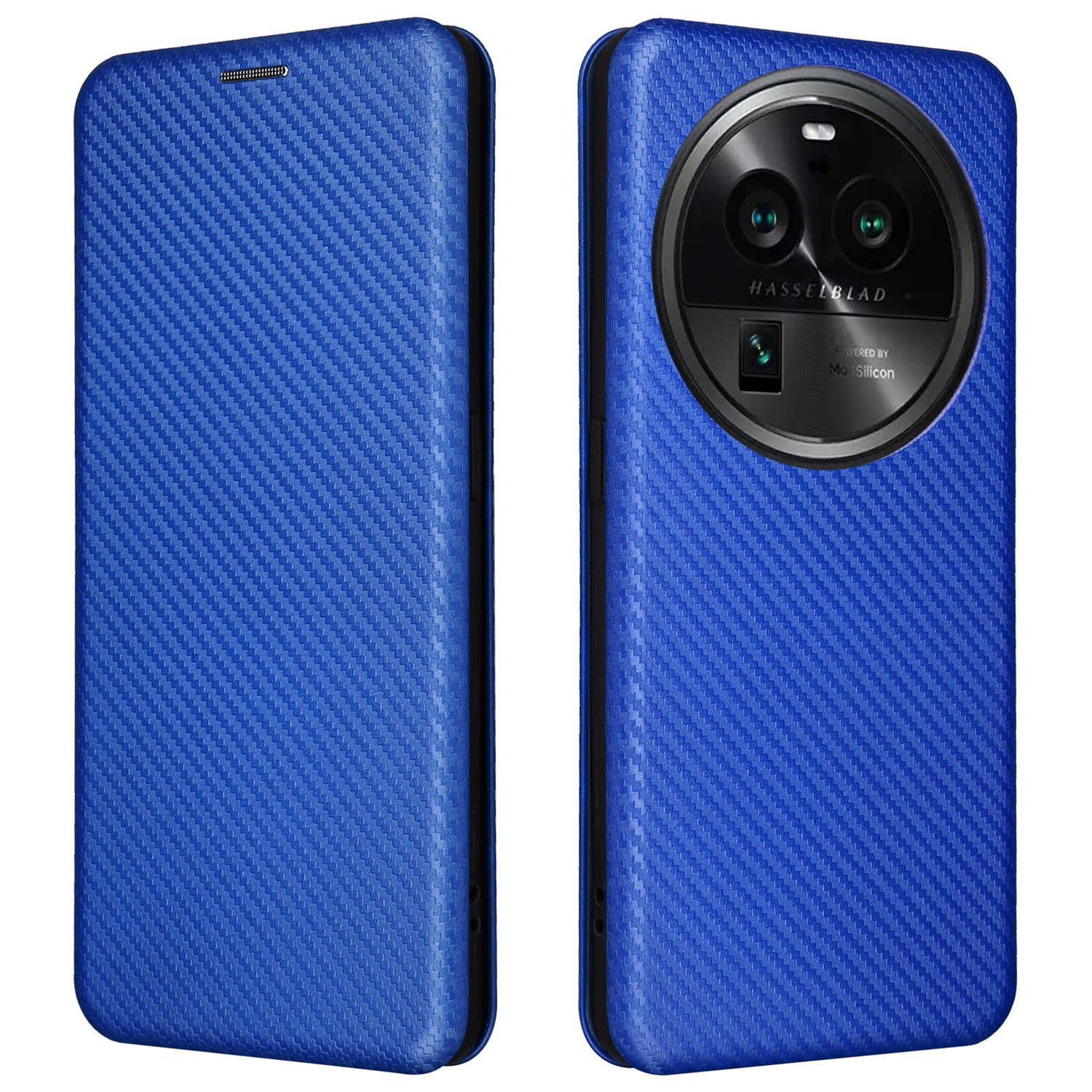 For Oppo Find X6 Pro PU Leather Stand Phone Cover Carbon Fiber Texture Phone Case with Card Slot