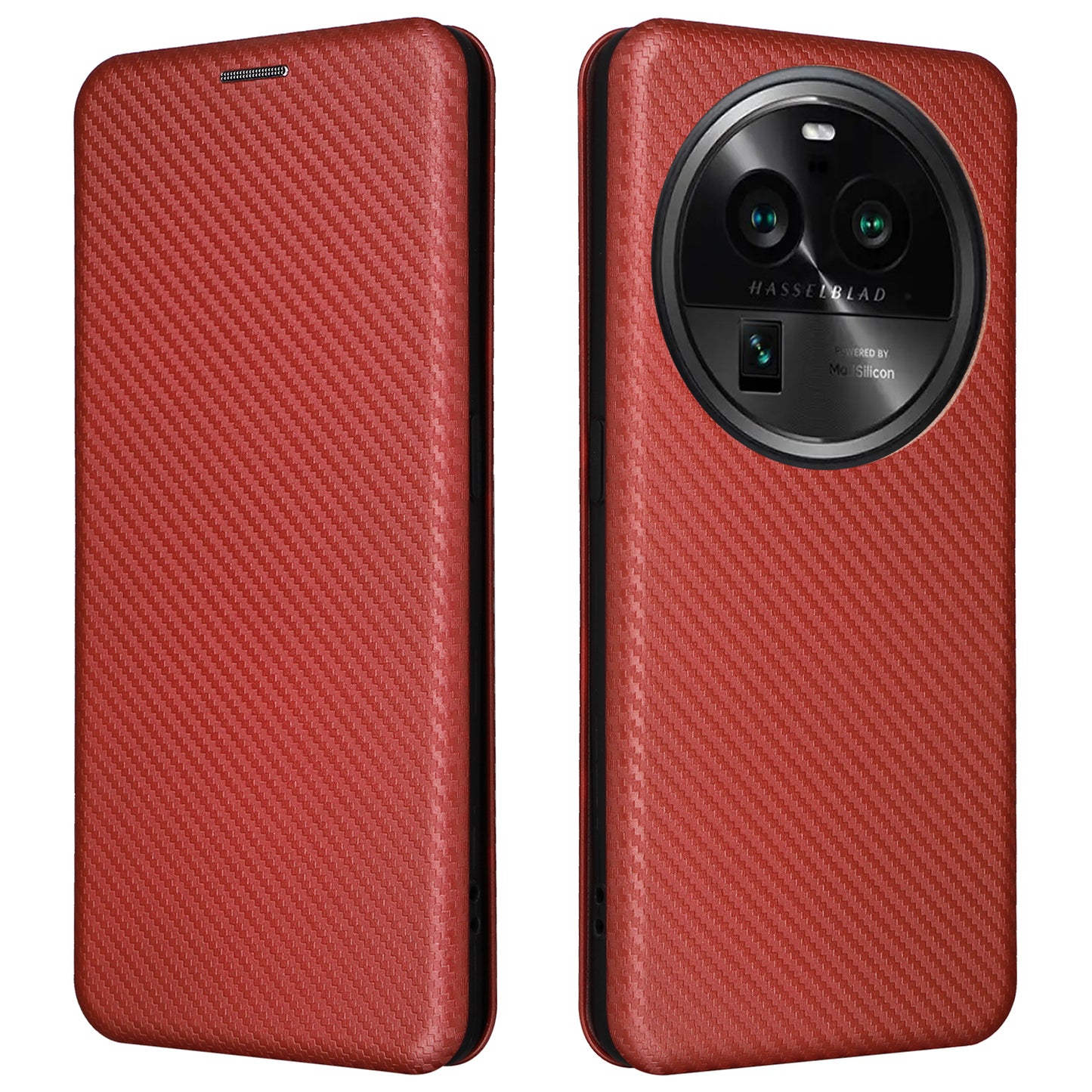 For Oppo Find X6 Pro PU Leather Stand Phone Cover Carbon Fiber Texture Phone Case with Card Slot