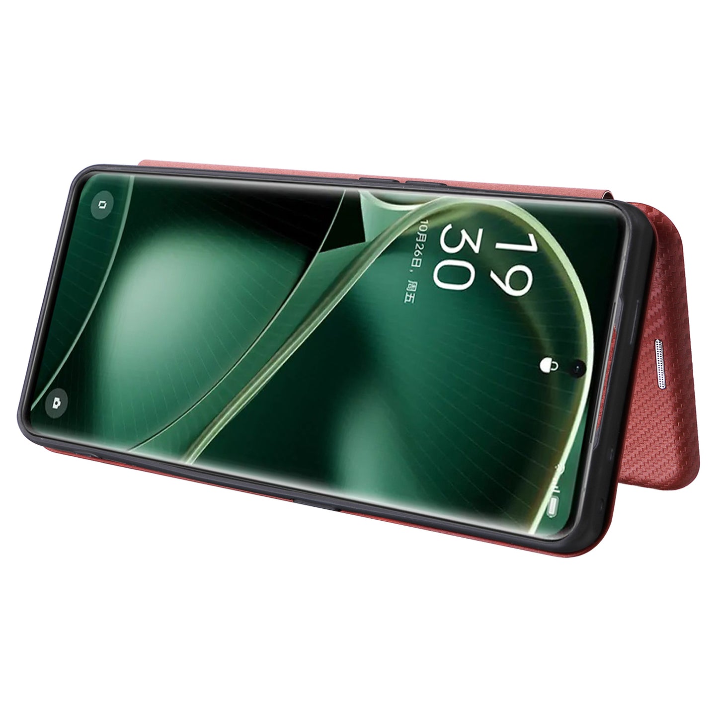 For Oppo Find X6 Pro PU Leather Stand Phone Cover Carbon Fiber Texture Phone Case with Card Slot