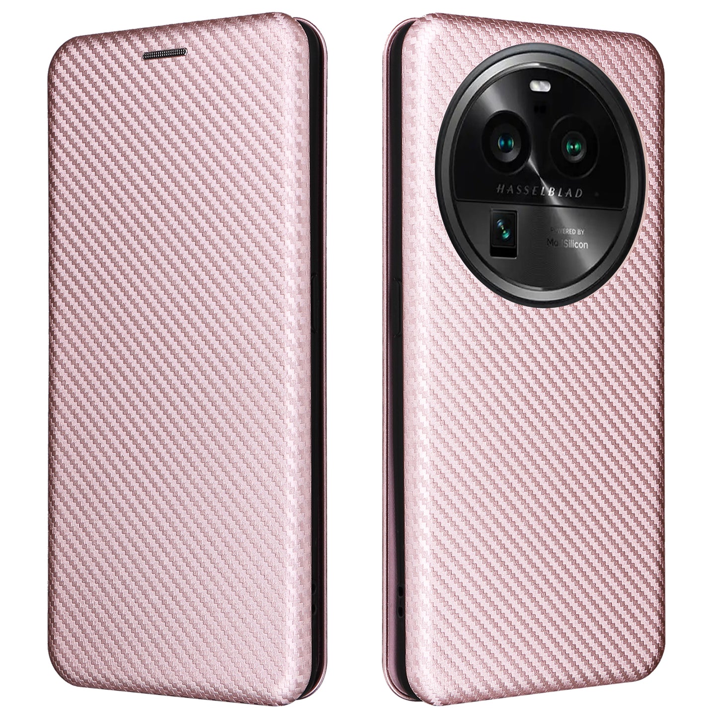 For Oppo Find X6 Pro PU Leather Stand Phone Cover Carbon Fiber Texture Phone Case with Card Slot