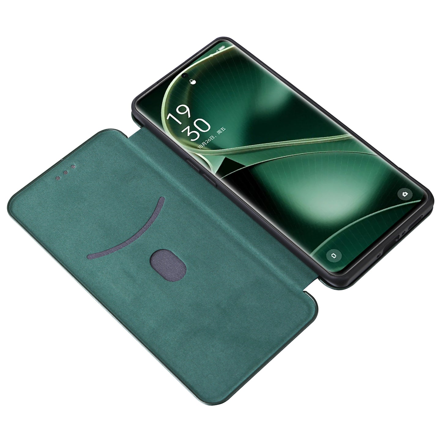 For Oppo Find X6 PU Leather Stand Phone Cover Carbon Fiber Texture Phone Case with Card Slot