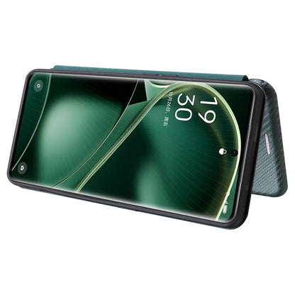 For Oppo Find X6 PU Leather Stand Phone Cover Carbon Fiber Texture Phone Case with Card Slot
