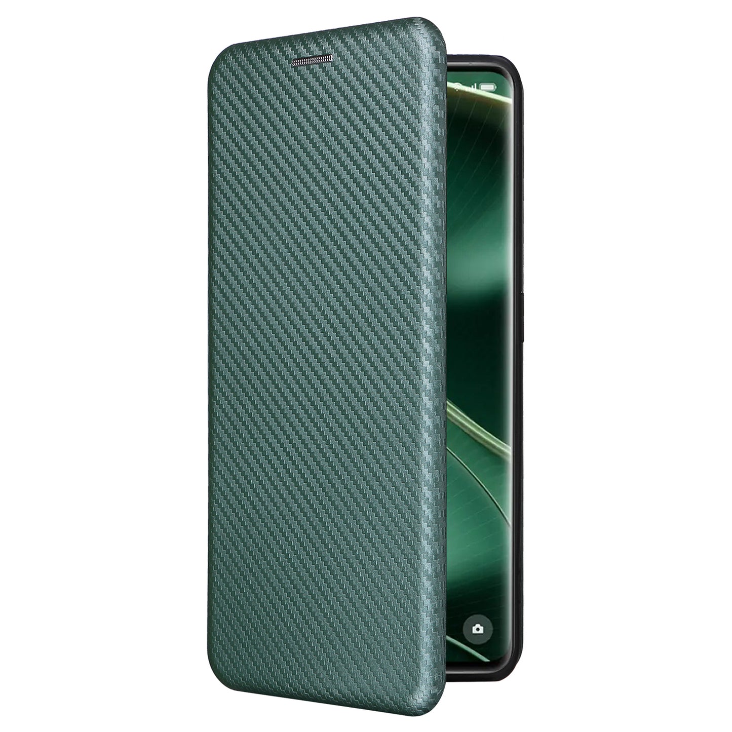 For Oppo Find X6 PU Leather Stand Phone Cover Carbon Fiber Texture Phone Case with Card Slot