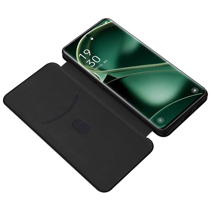 For Oppo Find X6 PU Leather Stand Phone Cover Carbon Fiber Texture Phone Case with Card Slot