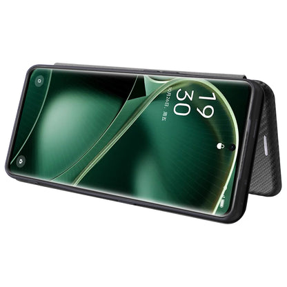 For Oppo Find X6 PU Leather Stand Phone Cover Carbon Fiber Texture Phone Case with Card Slot