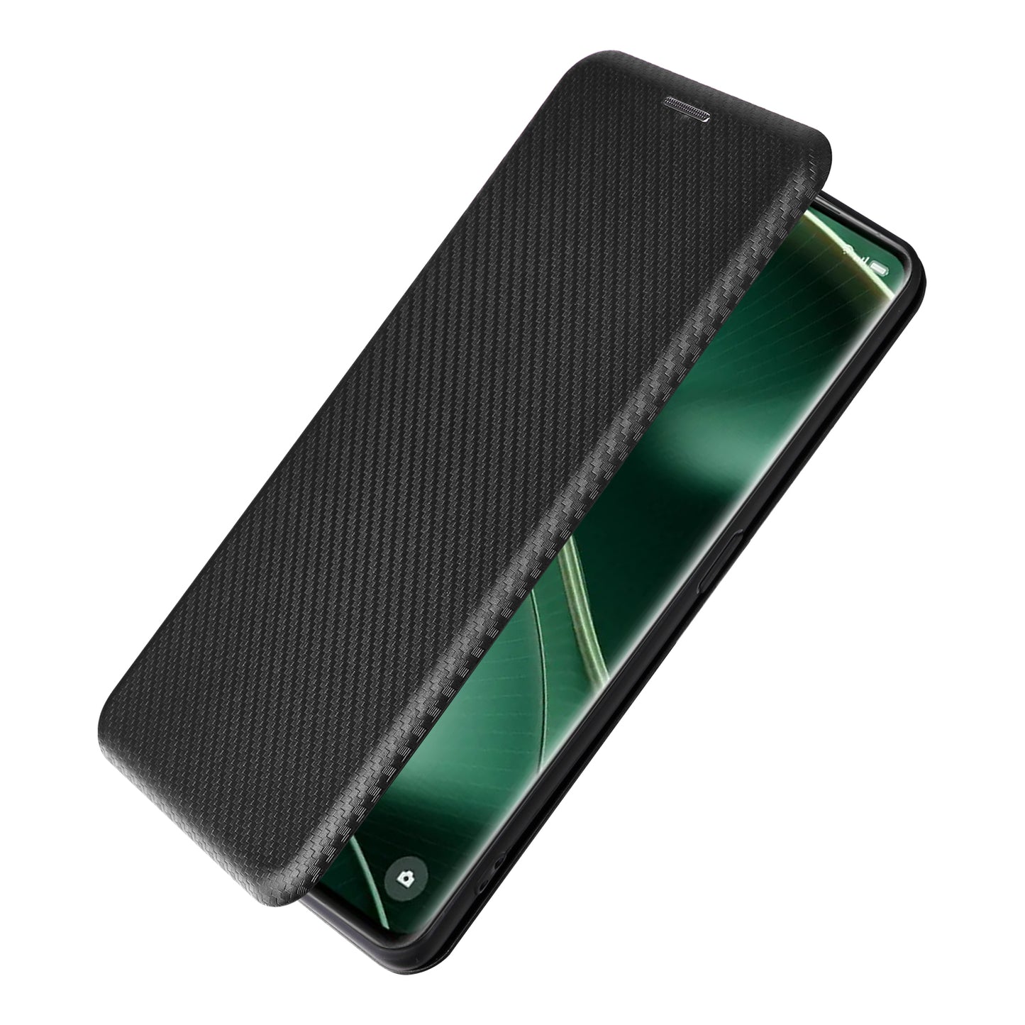 For Oppo Find X6 PU Leather Stand Phone Cover Carbon Fiber Texture Phone Case with Card Slot