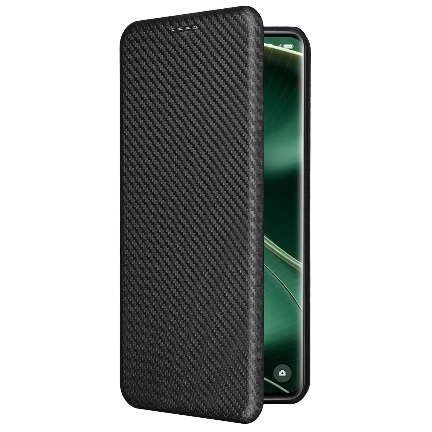 For Oppo Find X6 PU Leather Stand Phone Cover Carbon Fiber Texture Phone Case with Card Slot