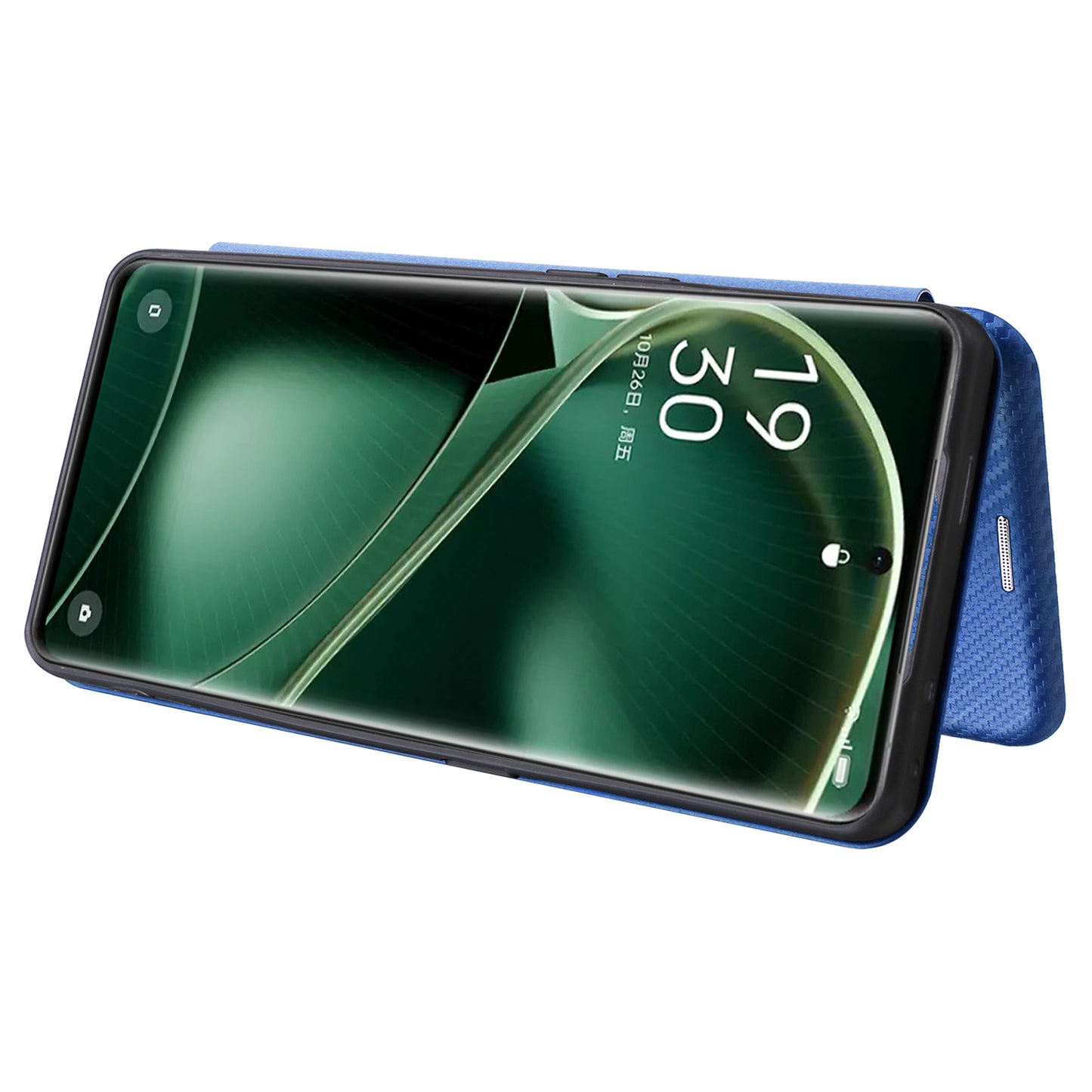 For Oppo Find X6 PU Leather Stand Phone Cover Carbon Fiber Texture Phone Case with Card Slot