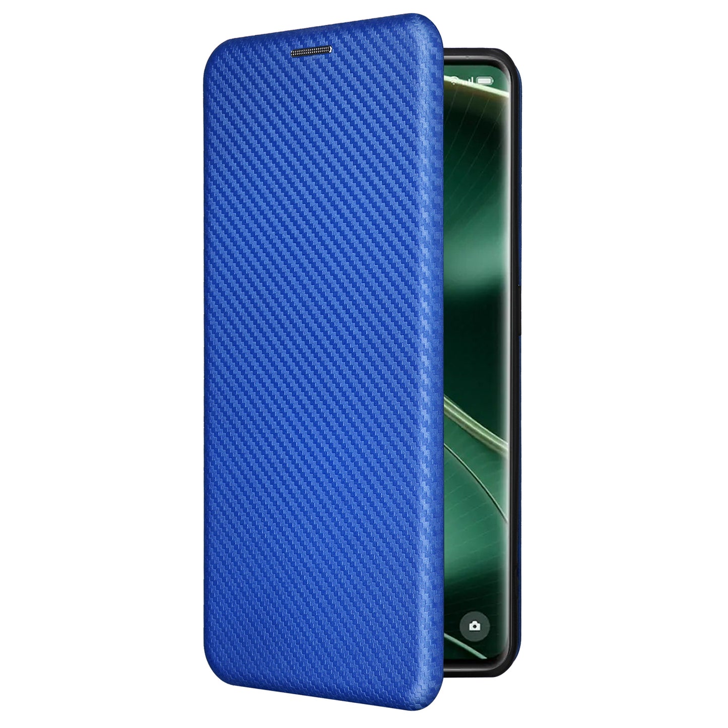 For Oppo Find X6 PU Leather Stand Phone Cover Carbon Fiber Texture Phone Case with Card Slot