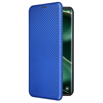 For Oppo Find X6 PU Leather Stand Phone Cover Carbon Fiber Texture Phone Case with Card Slot