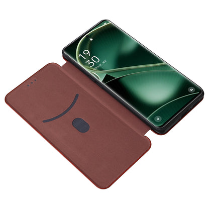 For Oppo Find X6 PU Leather Stand Phone Cover Carbon Fiber Texture Phone Case with Card Slot